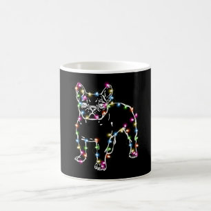 Frenchie mit Weihnachtslicht frohe Weihnachten Kaffeetasse