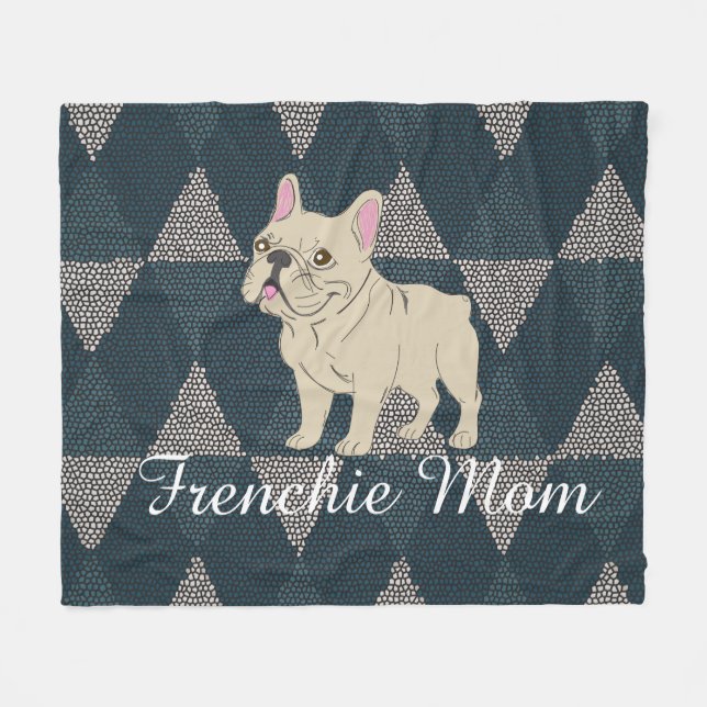 Frenchie Mom Fleecedecke (Vorderseite (Horizontal))