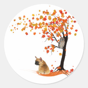 Frenchie My Spirit Animals Owl Frenchie Lovers Runder Aufkleber