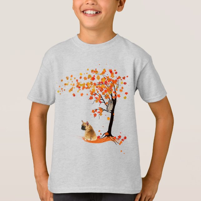 Frenchie My Spirit Animals Owl Frenchie Lovers T-Shirt (Vorderseite)