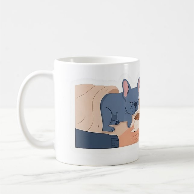 Frenchie Napping Kaffee Kalt Lustiger Französische Kaffeetasse (Links)