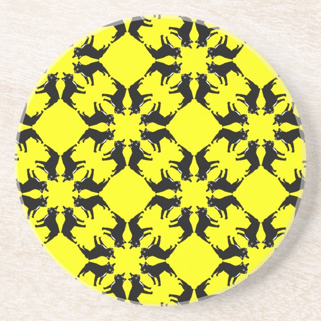 Frenchie Pattern rein Sandstein Untersetzer (Vorne)