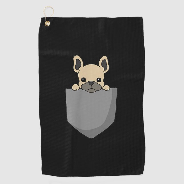 Frenchie Pocket Funny Französisches Bulldog-Gesche Golfhandtuch (Vorderseite)