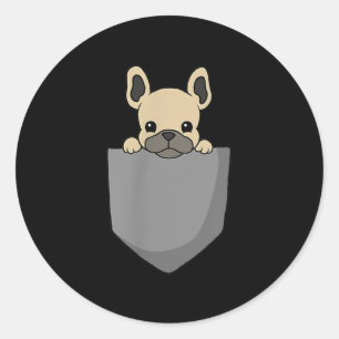 Frenchie Pocket Funny Französisches Bulldog-Gesche Runder Aufkleber