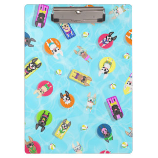 Frenchie Pool Party Clip Board Klemmbrett