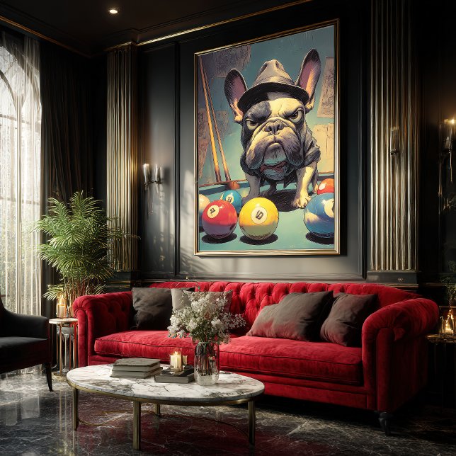 Frenchie Pool Shark: Trilby Hustler Art Poster (Von Creator hochgeladen)