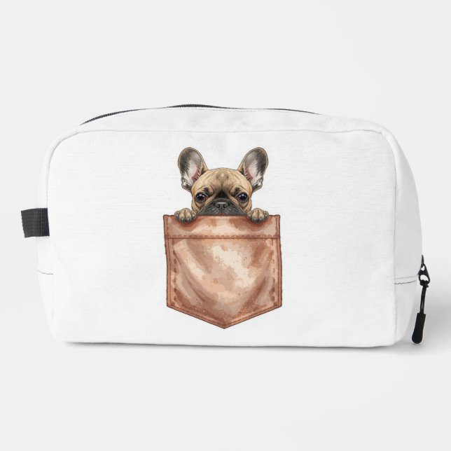 Frenchie Puppy Pocket Makeup Bag & Pencil Case Waschbeutel (Vorderseite)