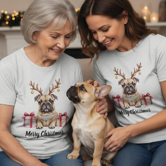 Frenchie Reindeer T-Shirt