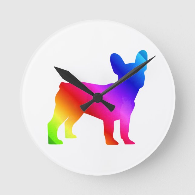 Frenchie Runde Wanduhr (Vorderseite)