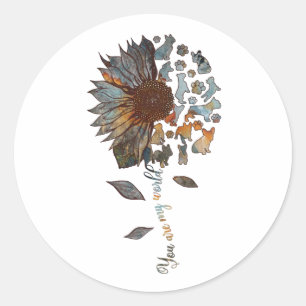 Frenchie Sonnenblume Sie sind meine Welt Hundelieb Runder Aufkleber