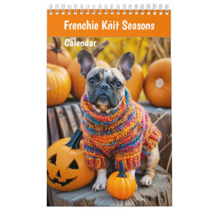 Frenchie Strick-Saisons - Cozy Hundekalender Kalender