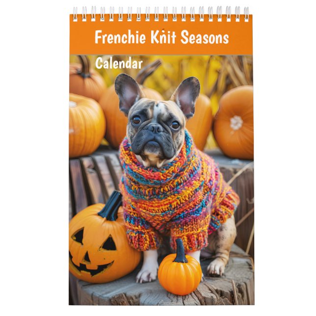 Frenchie Strick-Saisons - Cozy-Hundekalender Kalender (Titelbild)