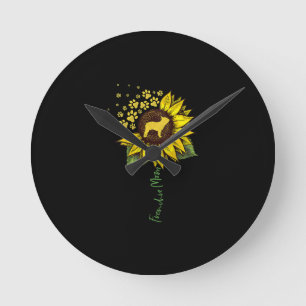 Frenchie Sunflower Mama French Bulldog Lover Gift Runde Wanduhr