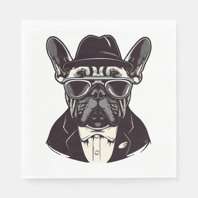 Frenchie The Gangster Serviette (Vorderseite)