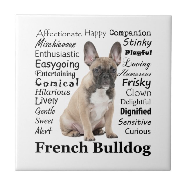 Frenchie Traits Keramik Tile Fliese (Vorderseite)