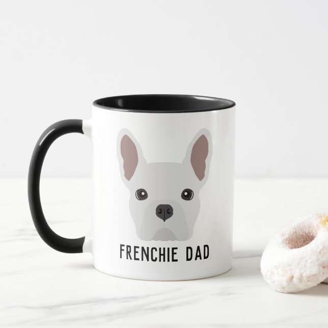 Frenchie Vater White French Bulldog Tasse (Mit Donut)