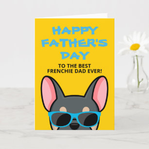 Frenchie Vatertag Blau Beiger Französische Bulldog Karte