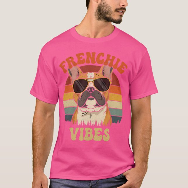 Frenchie Vibes Retro French Bulldog friends T-Shirt (Vorderseite)