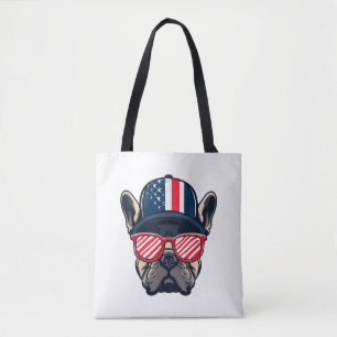 Frenchie Wearing USA Colors