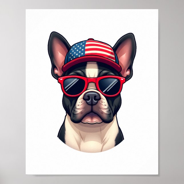 Frenchie Wearing USA Colors (4) Poster (Vorne)