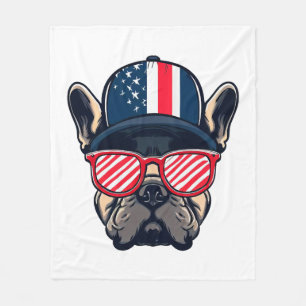 Frenchie Wearing USA Colors Fleecedecke