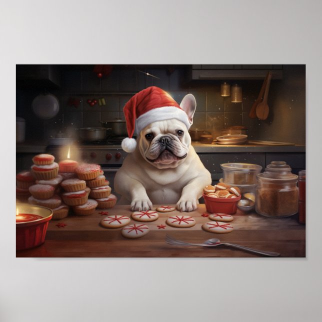 Frenchie Weihnachtskost Feiertag Poster (Vorne)