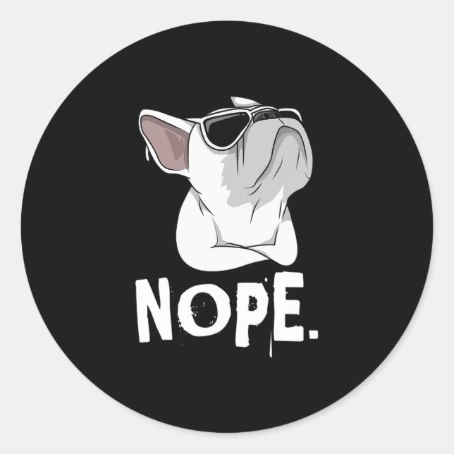 Frenchie White French Bulldog Runder Aufkleber (Vorderseite)