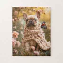 Frenchie With Butterfly In Spring Puzzle