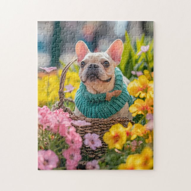 Frenchie With Easter Basket Puzzle (Vertikal)