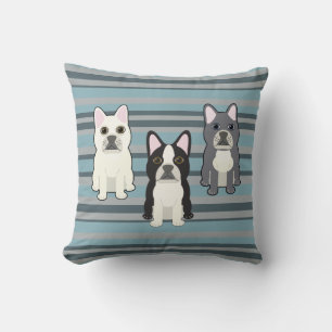 Frenchies Blau Gestreift Kissen