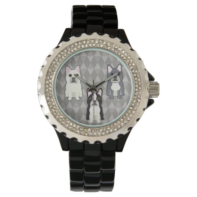 Frenchies Graue Diamanten Armbanduhr (Vorderseite)