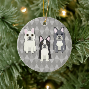 Frenchies Graue Diamanten Keramik Ornament