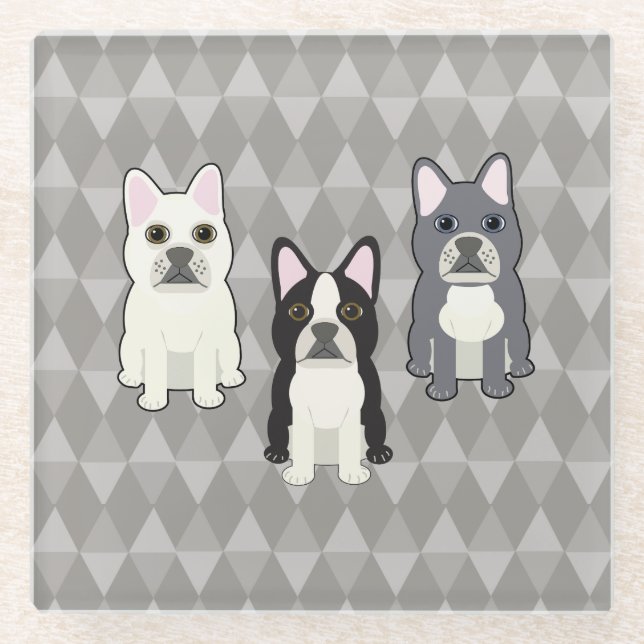 Frenchies Gray Diamonds Glasuntersetzer (Vorderseite)