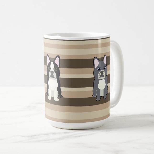 Frenchies Neutral Striped Kaffeetasse (VorderseiteRechts)
