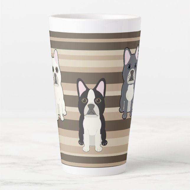 Frenchies Neutral Striped Milchtasse (Vorderseite)