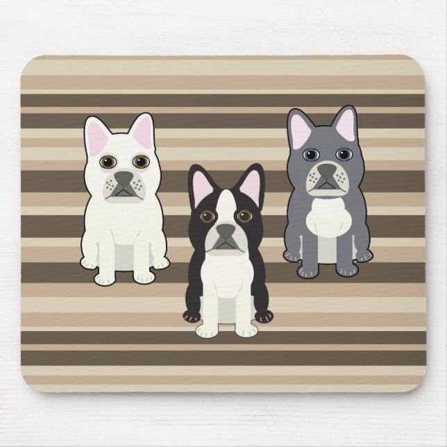 Frenchies Neutrales Gestreift Mousepad (Vorne)