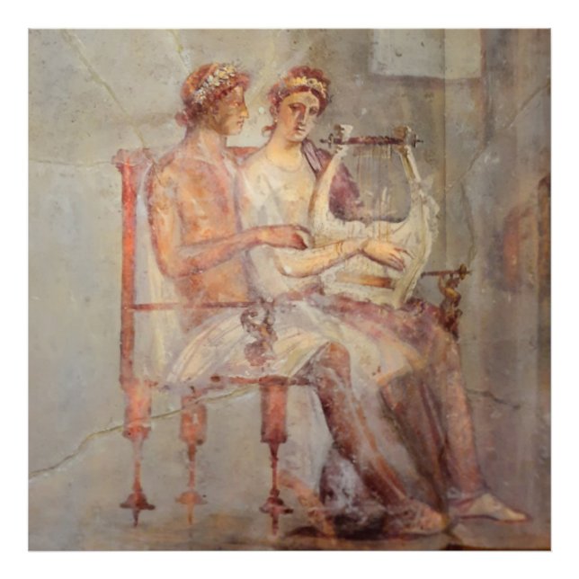 Fresco a Music Lesson, Pompeji Fotodruck (Vorne)