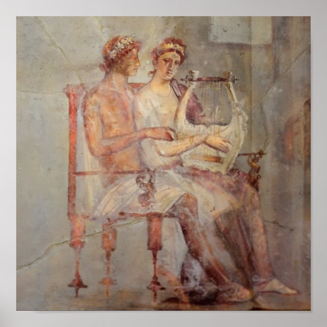 Fresco a Music Lesson, Pompeji Poster (Vorne)