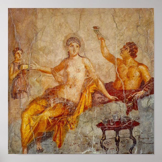 Fresco Private Drink Szene in Pompeji Poster (Vorne)