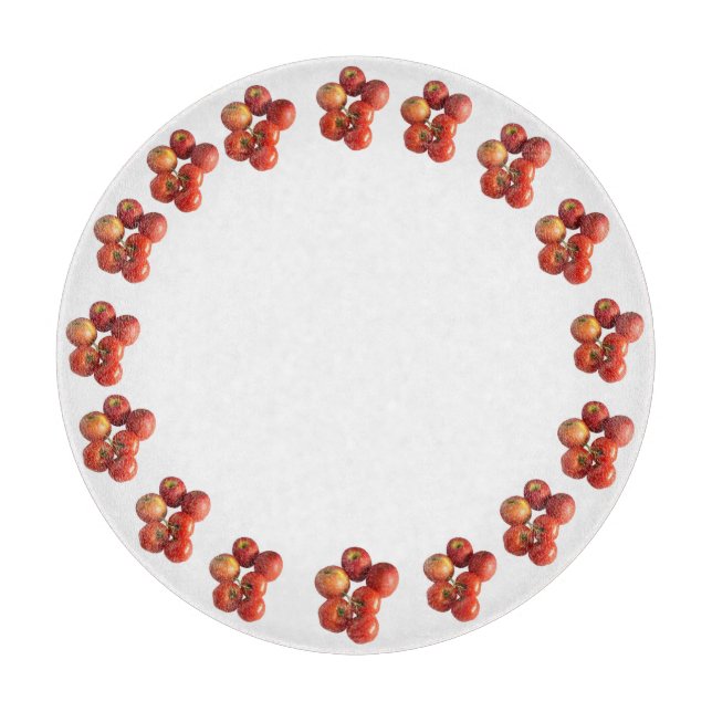 Fresh Apples and Tomatoes Round Glass Cutting Boar Schneidebrett (Vorderseite)