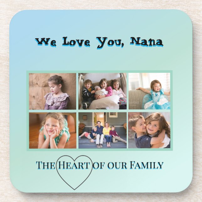 Fresh Aqua 6-Photo Nana Keepsake Getränkeuntersetzer (Vorderseite)