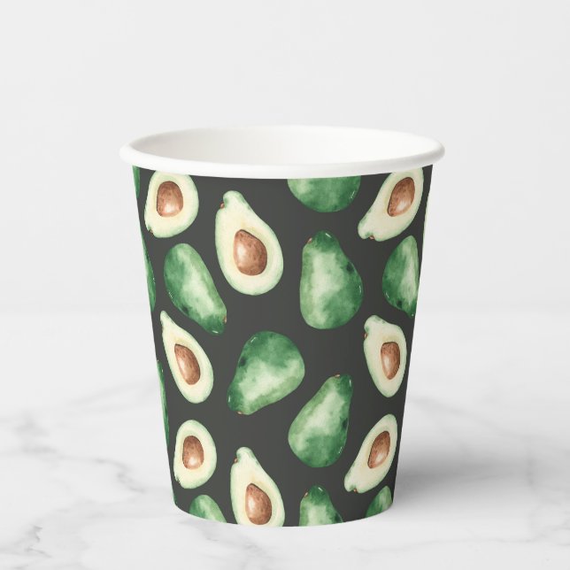 Fresh Avocado Watecolor Pappbecher (Vorderseite)