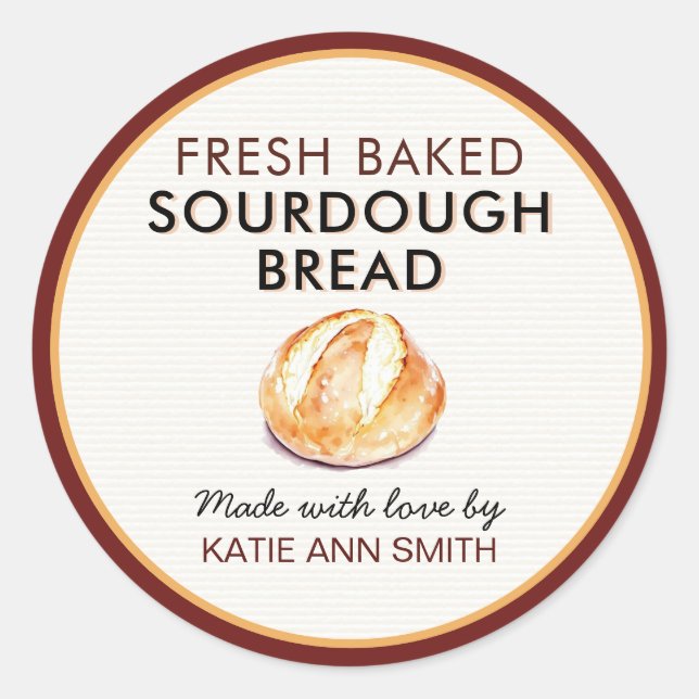 Fresh Baked Sourdough Bread Label | Bakery Sticker (Vorderseite)