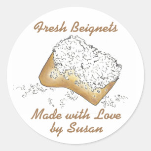Fresh Beignet Made Baked Liebe Personalisiert Stic Runder Aufkleber