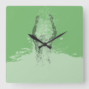 Fresh Black and White Grunge Man Water Quadratische Wanduhr