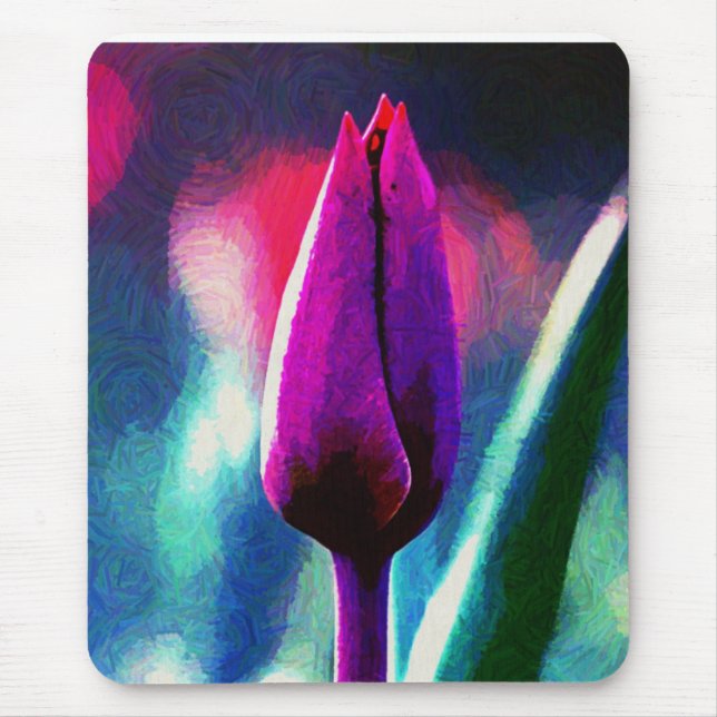 Fresh Blooming Lila Tulip Impressionist Mousepad (Vorne)
