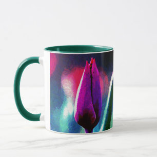 Fresh Blooming Lila Tulip Impressionistische Tasse