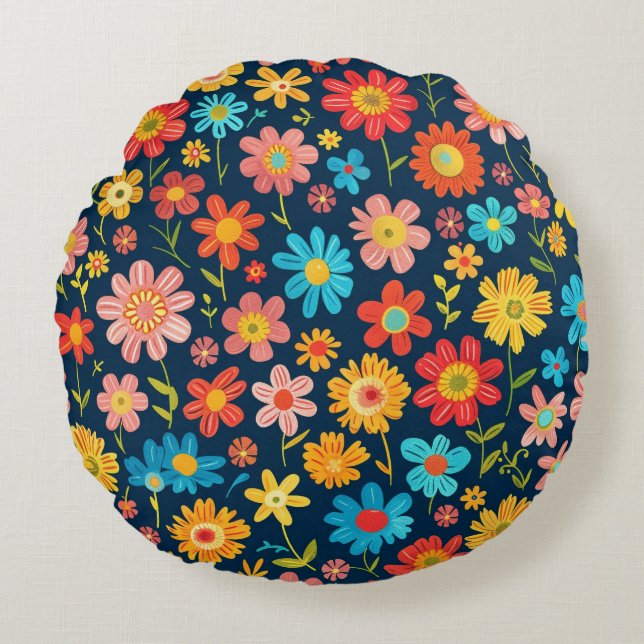 Fresh Blossom Energy Round Kissen (Vorderseite)