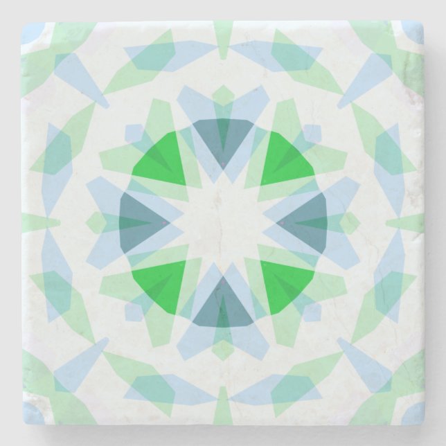 Fresh Blue Hübsch Green Star Dopamin Deco Kitsch Steinuntersetzer (Vorderseite)