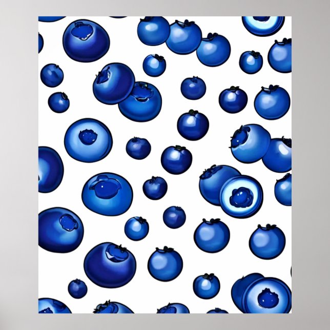 Fresh Blueberry Pattern Poster (Vorne)